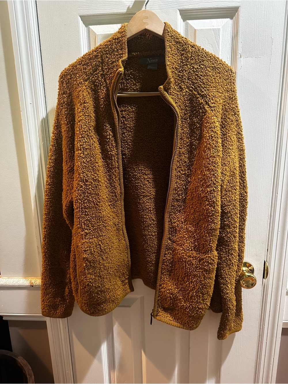 Natural Reflections Full Zip Jacket Sherpa Soft Tan Camel Large